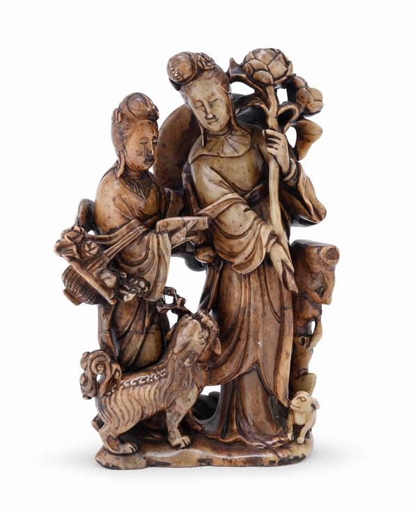GRUPPO IN PIETRA SAPONARIA, CINA XX SECOLO