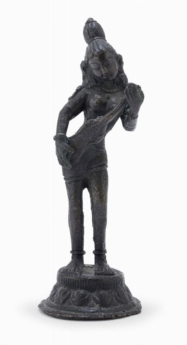 SCULTURA IN BRONZO DI APSARA, INDIA XX SECOLO