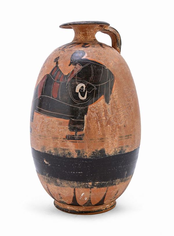 ALABASTRON A FIGURE NERE, STILE ARCHEOLOGICO, XX SECOLO