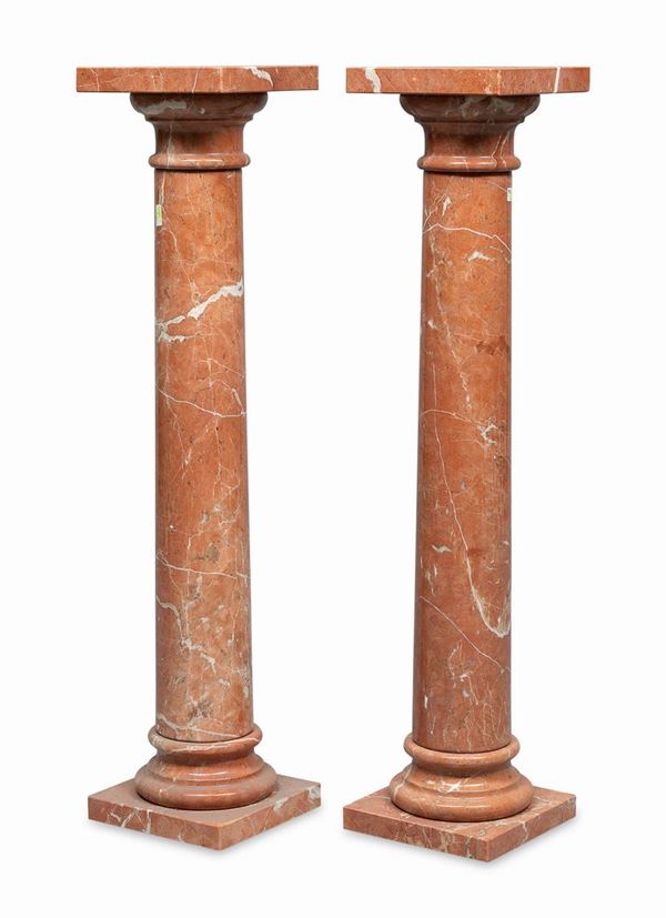 COPPIA DI COLONNE IN MARMO ROSA