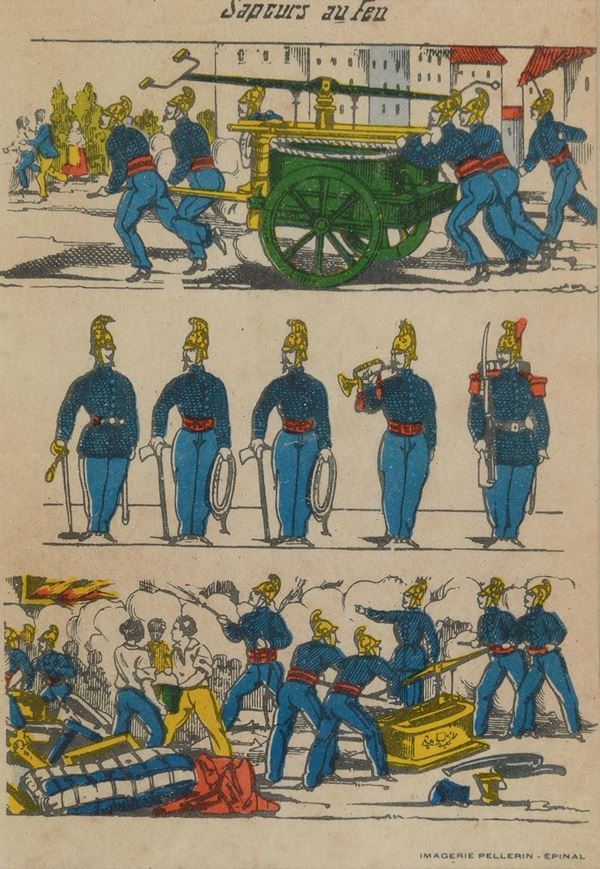 QUATTRO STAMPINE COSTUMI MILITARI FRANCESI
