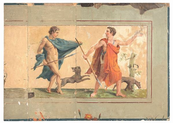 SCENA DI CACCIA, DA AFFRESCO ETRUSCO