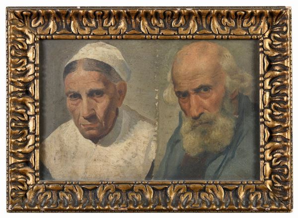 DIPINTO DUE RITRATTI DI PITTORE TOSCANO