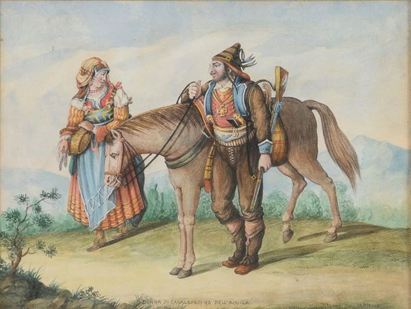 ACQUERELLO DONNA DI CASALBORDINO, L&#39;AQUILA