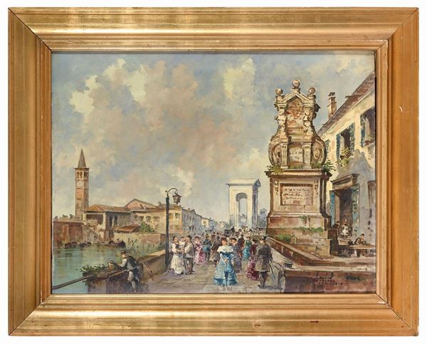 DIPINTO IL PONTE DEL TROFEO DI GIOVANNI RIVA