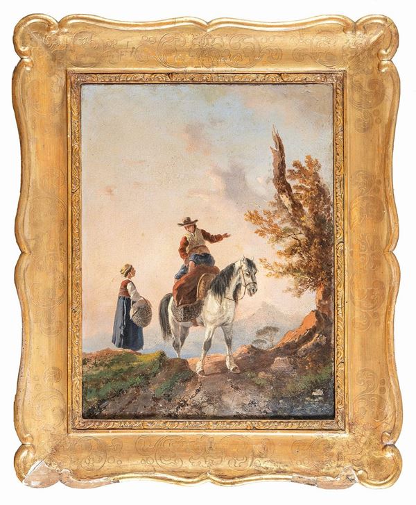 DIPINTO CAVALIERE E CONTADINA