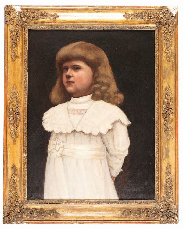 DIPINTO RITRATTO DI FANCIULLA IN BIANCO