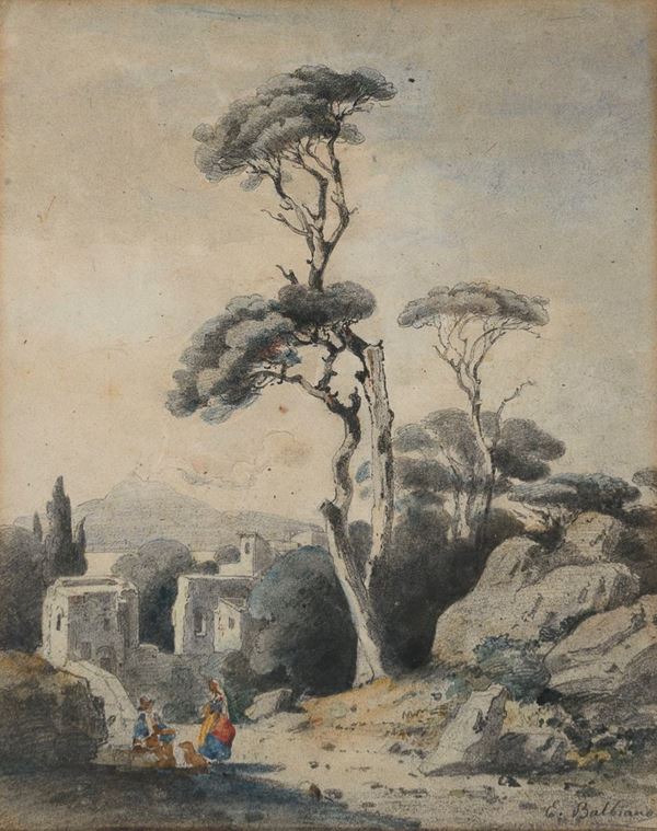 ACQUERELLO L&#39;ETNA DI EUGENIO BALBIANO DI COLCAVAGNO