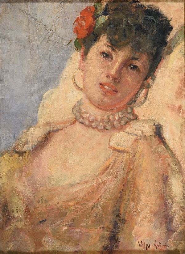 DIPINTO RITRATTO DI DONNA CON COLLANA