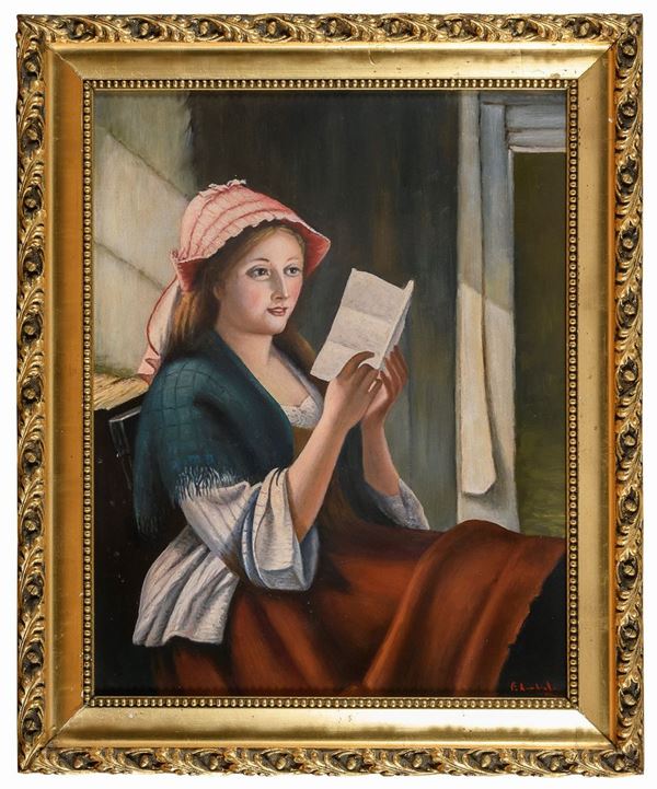 DIPINTO FANCIULLA OLANDESE CON LETTERA