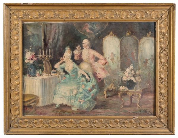 DIPINTO BOUDOIR CON SCENA GALANTE