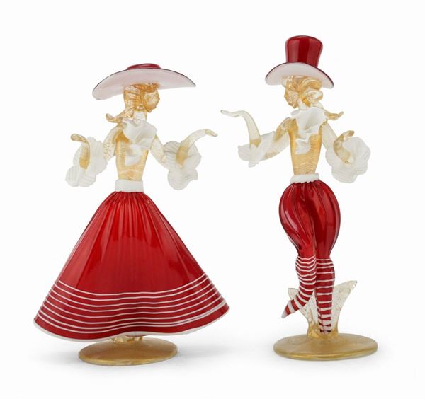 COPPIA DI SCULTURE IN VETRO, MURANO