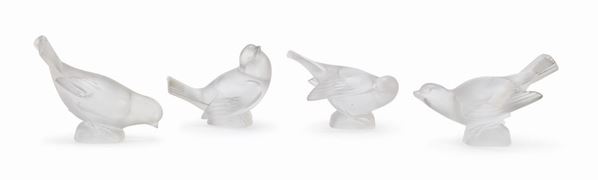 QUATTRO UCCELLI IN CRISTALLO, LALIQUE FRANCE