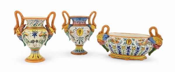 VASCA E DUE VASI IN CERAMICA, ZACCAGNINI