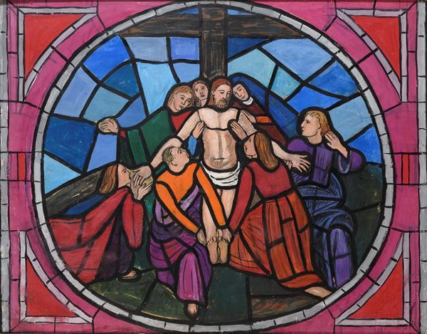 STUDIO PER VETRATA DEPOSIZIONE DI CRISTO DI GISBERTO CERACCHINI, 1965