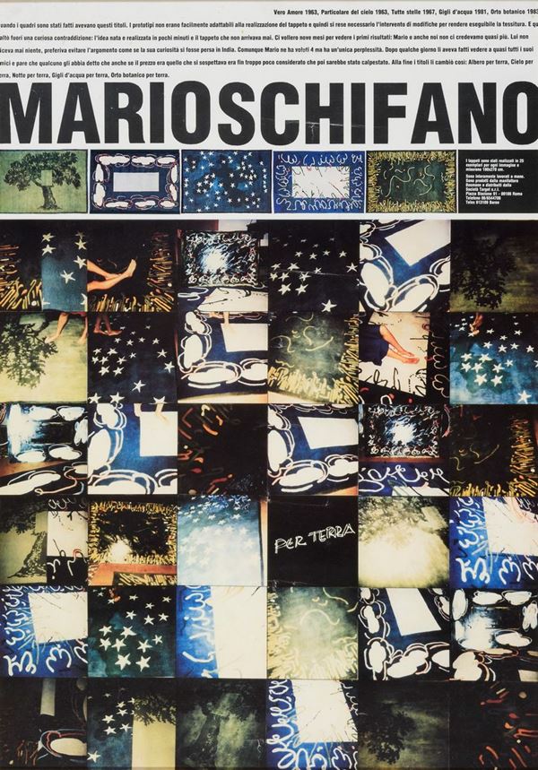 MANIFESTO MOSTRA DI TAPPETI DI MARIO SCHIFANO, 1984