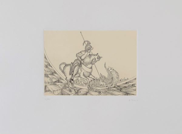 INCISIONE SAN GIORGIO E IL DRAGO F,TA E. RIZZO
