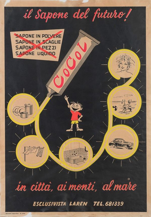 MANIFESTO PUBBLICITARIO SAPONE COCOL