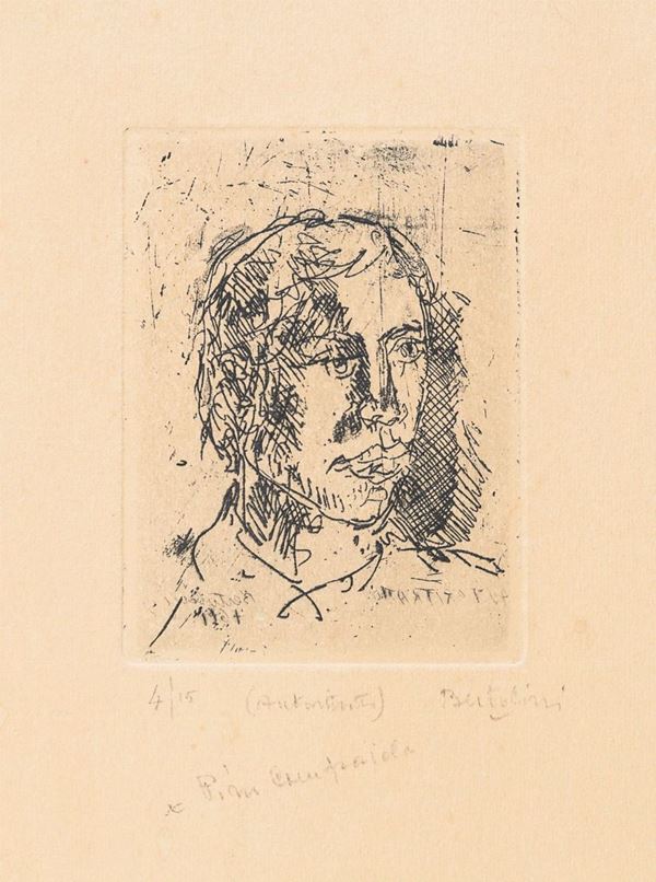 ACQUAFORTE AUTORITRATTO DI GIUSEPPE BERTOLINI