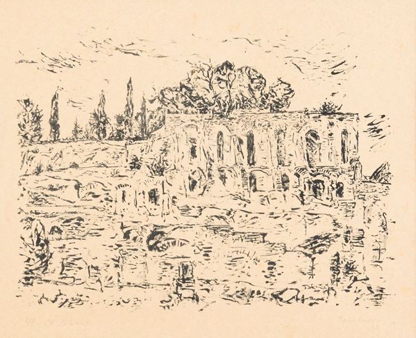 LITOGRAFIA PAESAGGIO DI ORFEO TAMBURI
