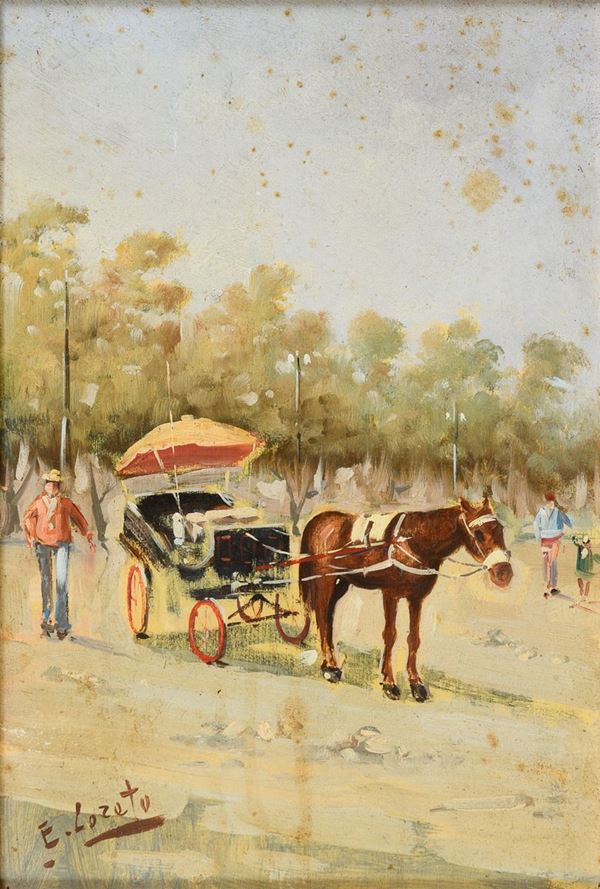 DIPINTO CARROZZELLA F.TO E. LORETO