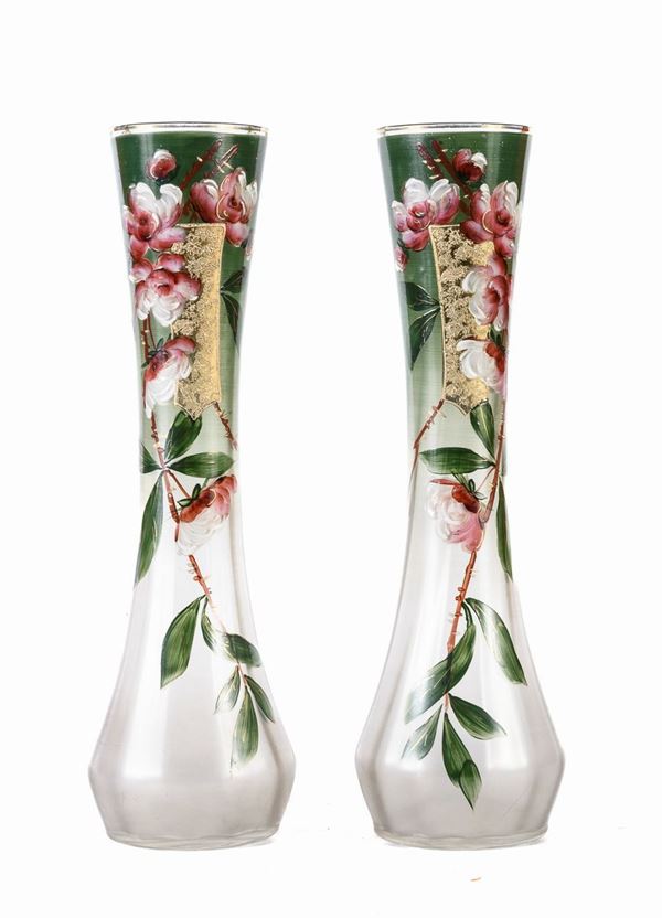 COPPIA DI VASI LEGRAS STILE GIAPPONESE 
