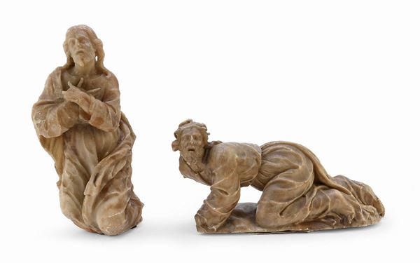 DUE SCULTURE DI CRISTO IN ALABASTRO