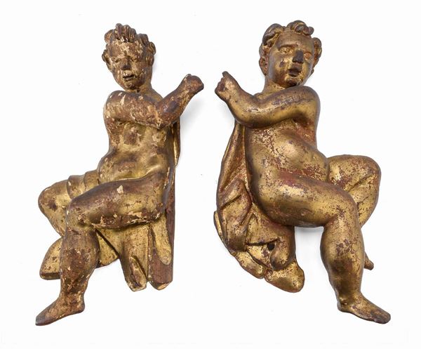 COPPIA DI SCULTURE DA PARETE, ROMA XVII SECOLO