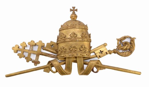STEMMA VATICANO IN LEGNO DORATO