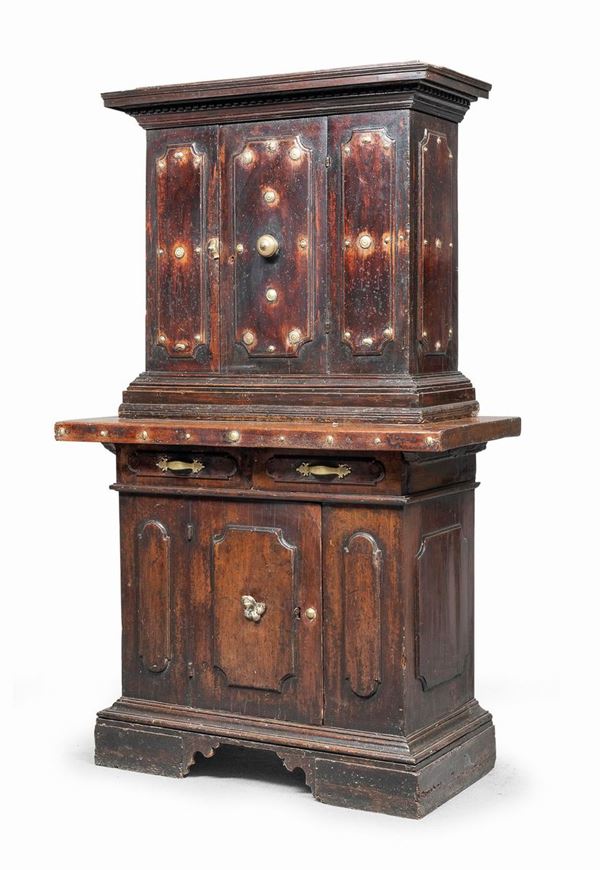 CREDENZA A DOPPIO CORPO, BOLOGNA XVII SECOLO