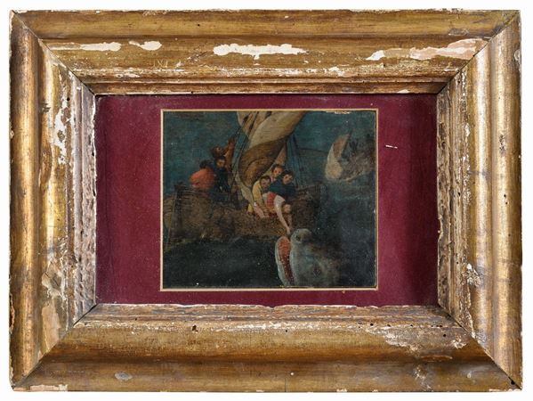 DIPINTO GIONA E LA BALENA DELLA CERCHIA DI PETER BRUEGHEL