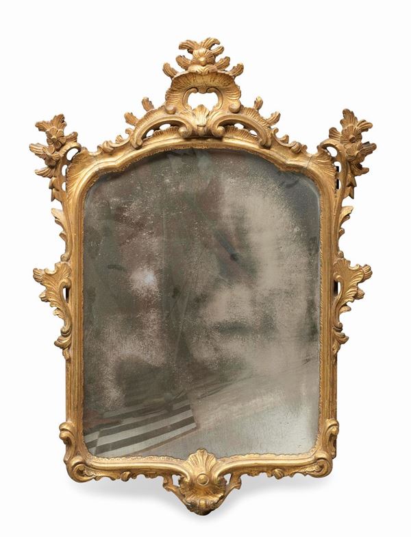 SPECCHIERA IN LEGNO DORATO, XVIII SECOLO