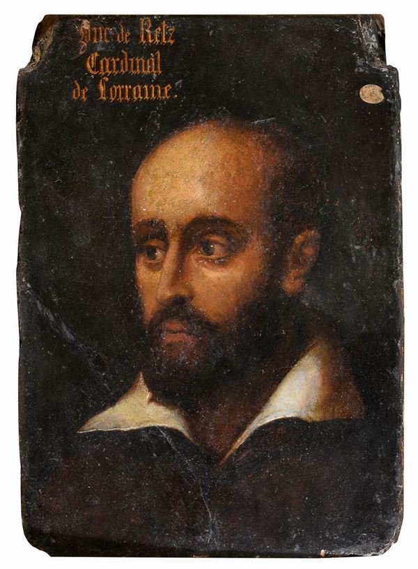 RITRATTO DEL CARDINALE DI LORRAINE SU COPPO ANTICO