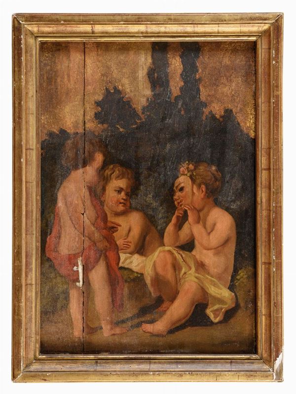 QUATTRO DIPINTI ALLEGORIE DI PUTTI