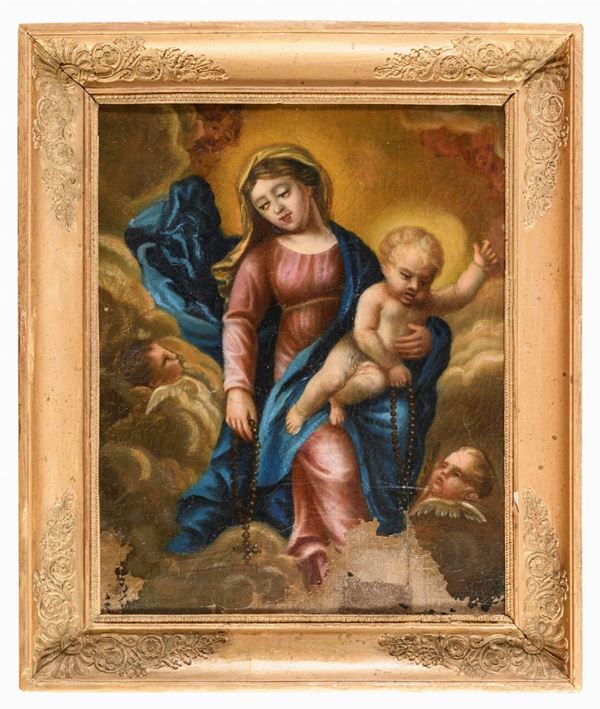 DIPINTO VERGINE IN GLORIA DI PITTORE NAPOLETANO