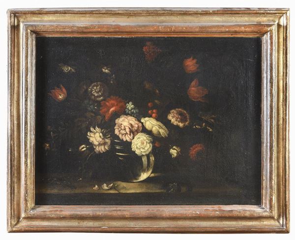 DIPINTO FIORI DI PITTORE ROMANO DEL SETTECENTO