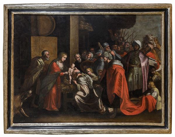 DIPINTO ADORAZIONE DEI MAGI DI PITTORE VENETO DEL SEICENTO
