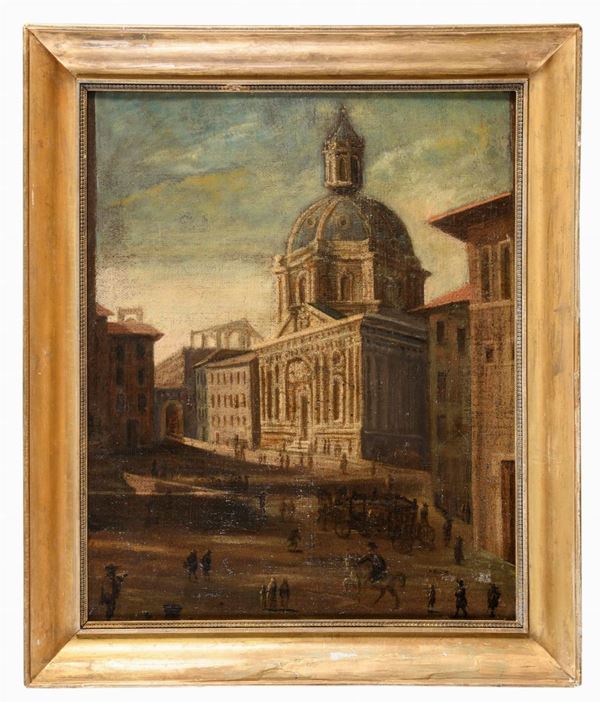VEDUTA DI ROMA DI PITTORE ROMANO DEL SETTECENTO
