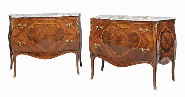 COPPIA DI COMMODES IN EBANO VIOLA, GENOVA