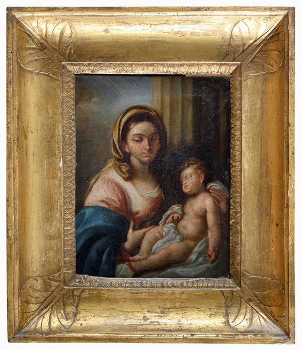 VERGINE CON IL BAMBINO DI PITTORE NAPOLETANO