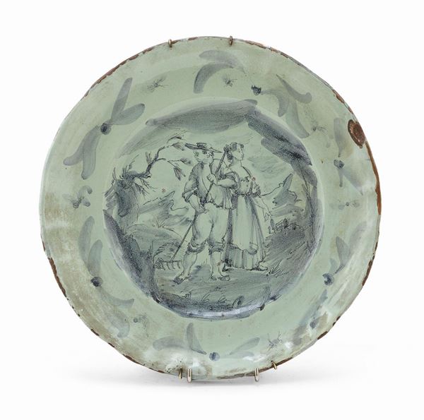 PIATTO IN MAIOLICA, GENOVA O SAVONA XVIII SECOLO