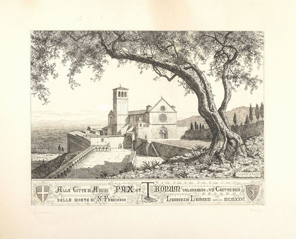 COPPIA DI INCISIONI ASSISI DI LAURENZIO LAURENZI