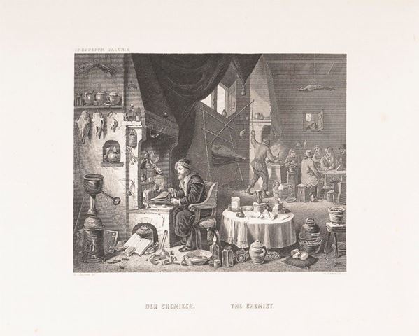 INCISIONE OLANDESE L&#39;ALCHIMISTA