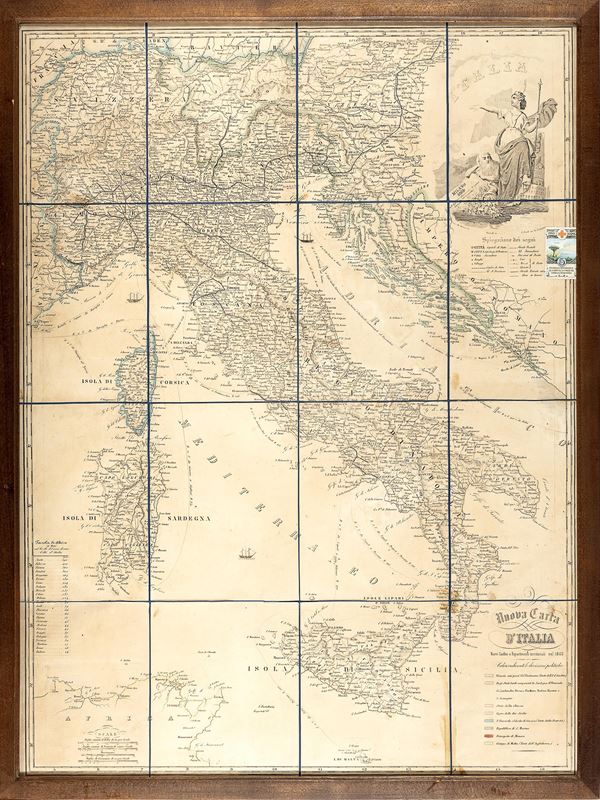 CARTA GEOGRAFICA D&#39;ITALIA, 1860