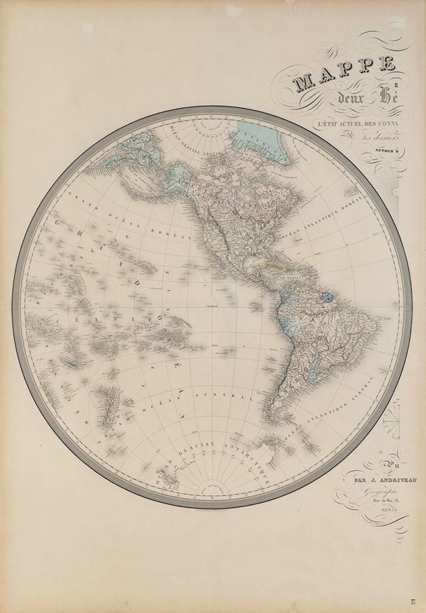 COPPIA DI INCISIONI FRANCESI MAPPAMONDO