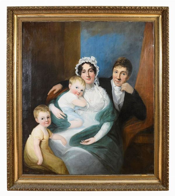 DIPINTO INTERNO DI FAMIGLIA DI PITTORE FRANCESE