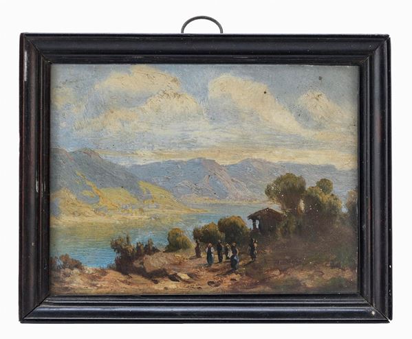 PICCOLO DIPINTO PAESAGGIO MONTANO