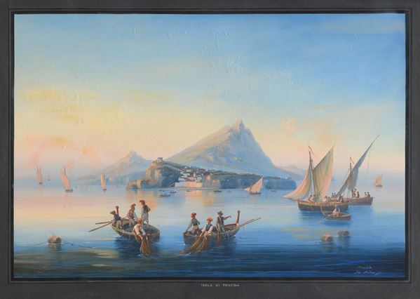 GOUACHE PROCIDA DI GIOACCHINO LA PIRA