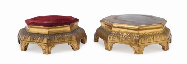 DUE BASETTE IN LEGNO DORATO