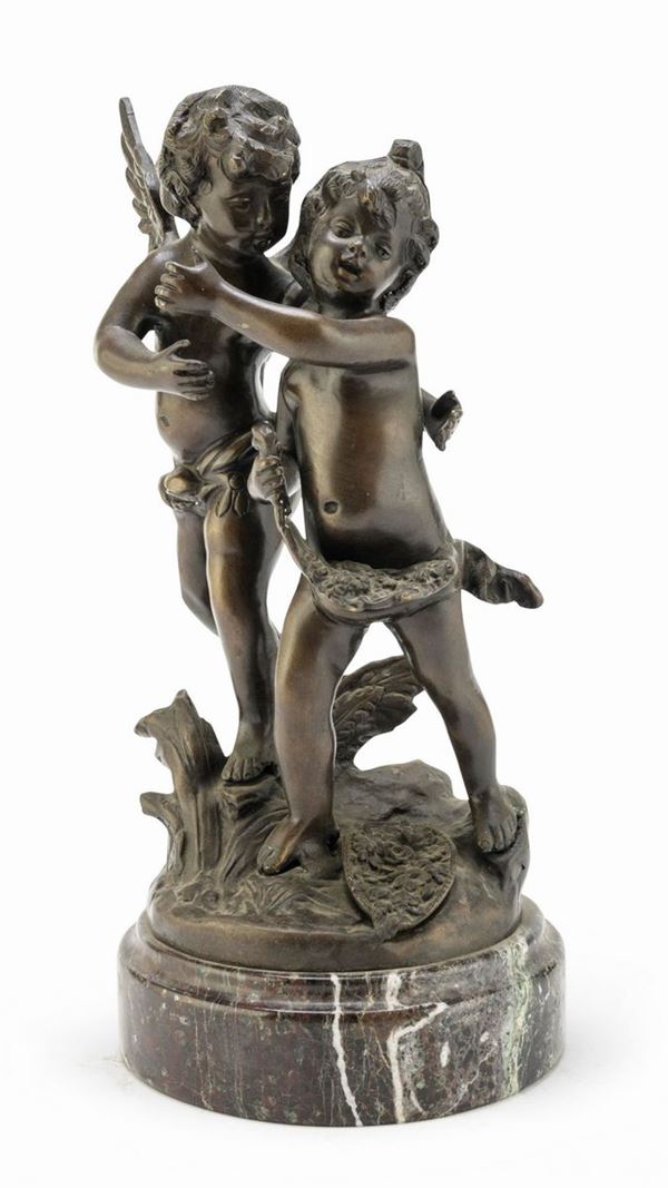 GRUPPO IN BRONZO CUPIDO E PRIMAVERA